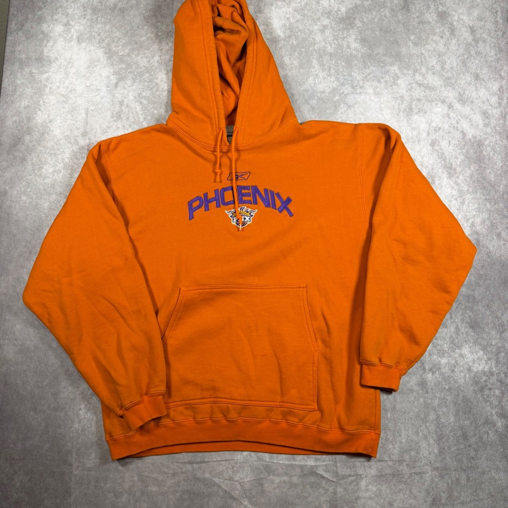 Vintage Reebok Phoenix Suns Hoodie Orange Mens L Embroidered NBA Pullover Y2K